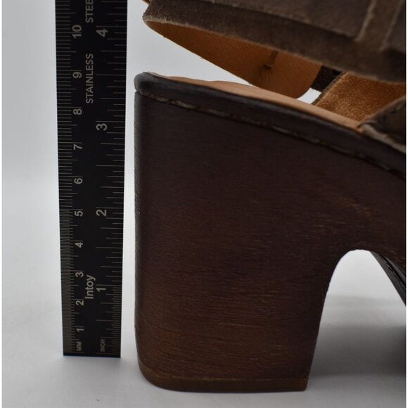 Born Womens Size 9 Hudson Slingback Taupe Distressed Leather Heeled Clogs Shoes - Picture 9 of 11